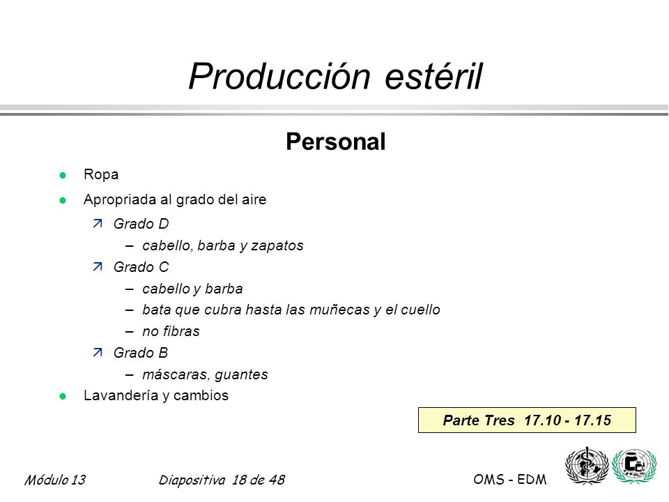 Producción estéril Personal Ropa Apropriada al grado del aire Grado D