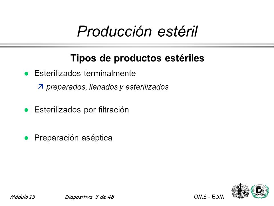 Tipos de productos estériles