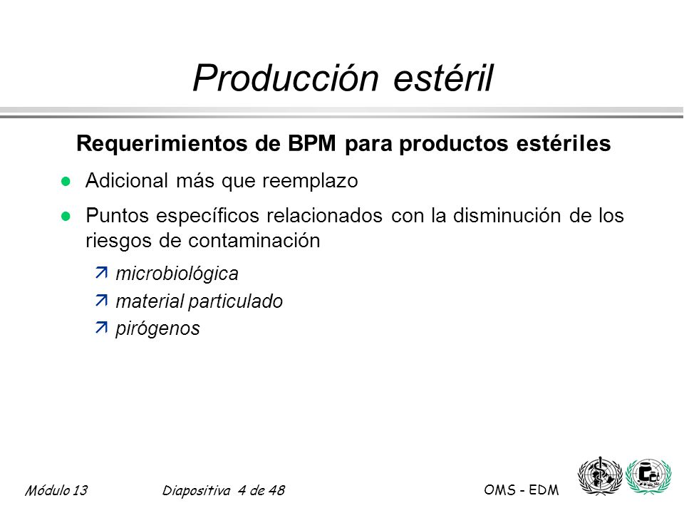 Requerimientos de BPM para productos estériles