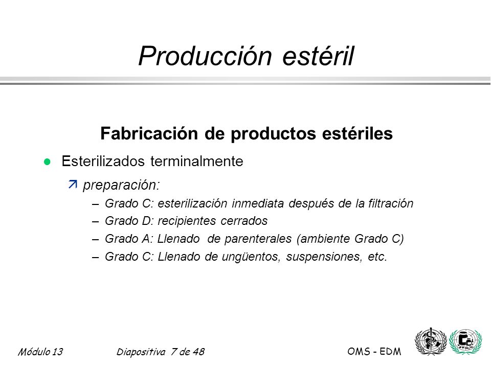 Fabricación de productos estériles