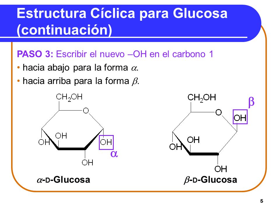 Estructura Cíclica para Glucosa (continuación)