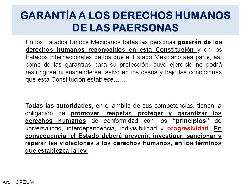GARANTÍA A LOS DERECHOS HUMANOS DE LAS PAERSONAS