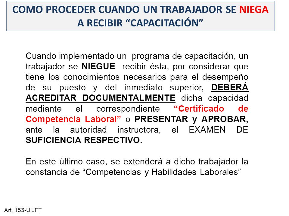 COMO PROCEDER CUANDO UN TRABAJADOR SE NIEGA A RECIBIR CAPACITACIÓN