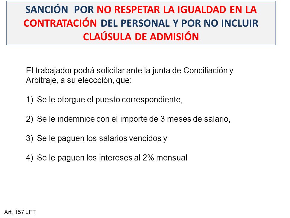 SANCIÓN POR NO RESPETAR LA IGUALDAD EN LA CONTRATACIÓN DEL PERSONAL Y POR NO INCLUIR CLAÚSULA DE ADMISIÓN