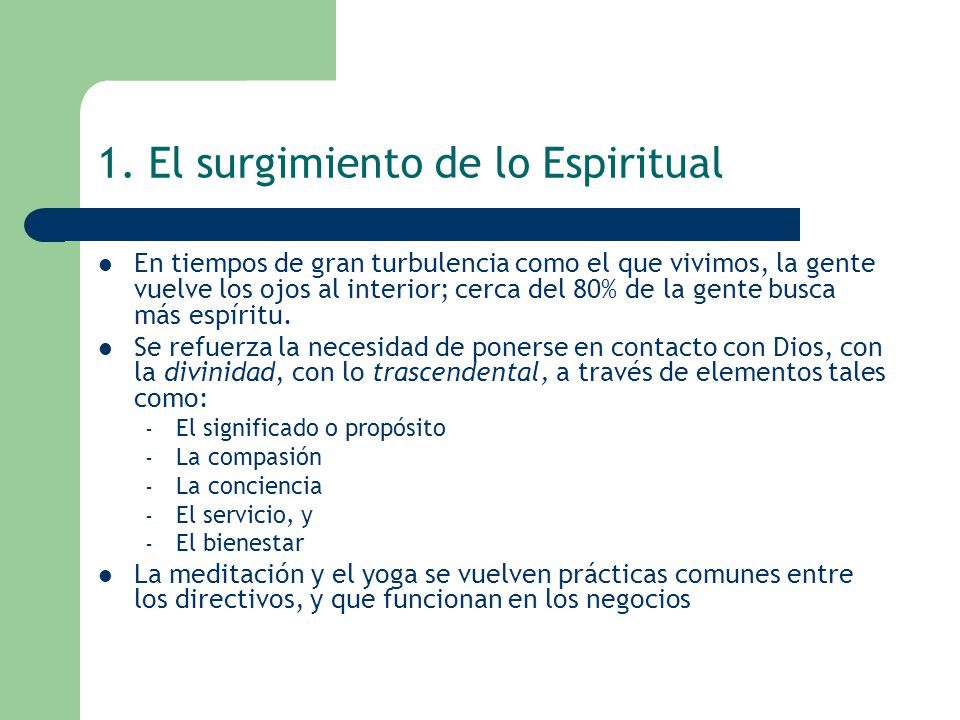 1. El surgimiento de lo Espiritual