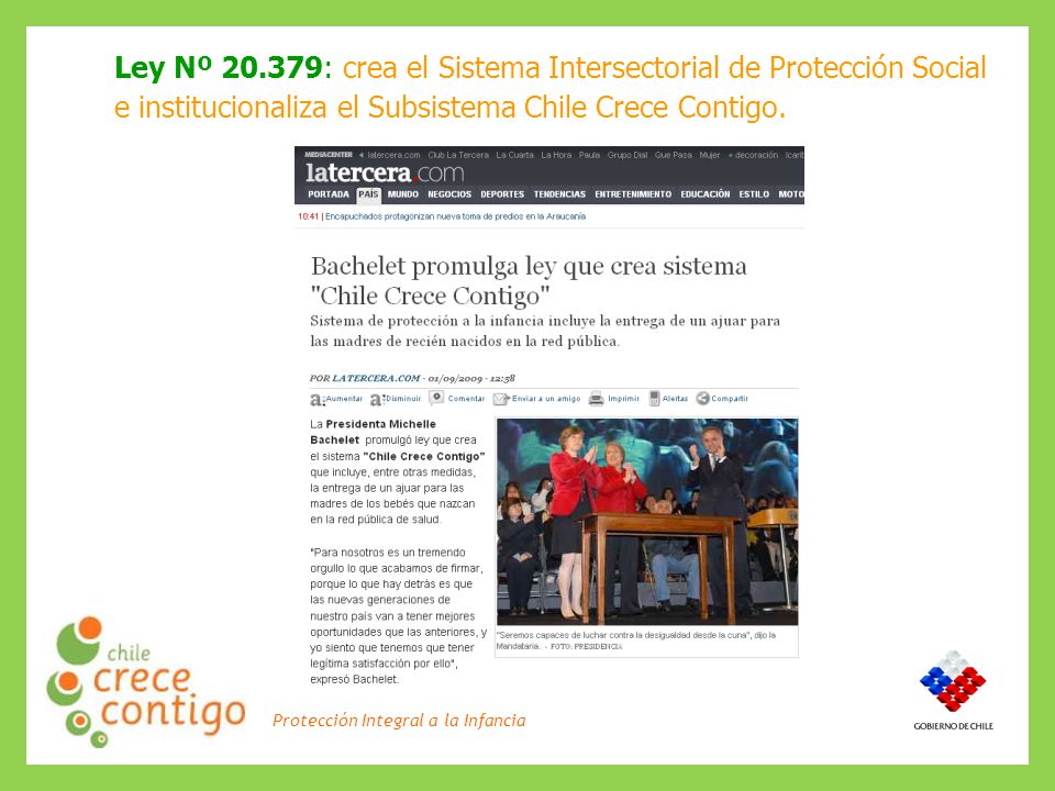Ley Nº : crea el Sistema Intersectorial de Protección Social