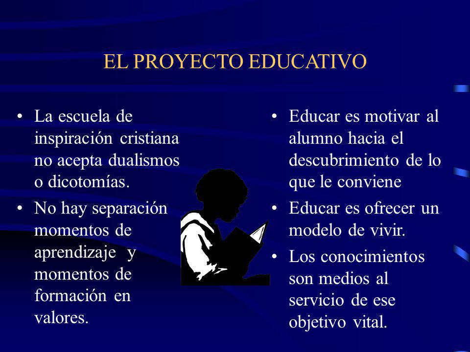 EL PROYECTO EDUCATIVO La escuela de inspiración cristiana no acepta dualismos o dicotomías.
