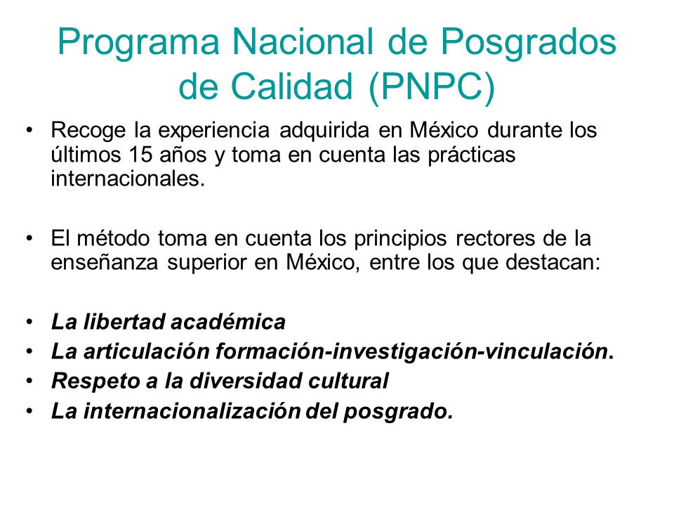 Programa Nacional de Posgrados de Calidad (PNPC)