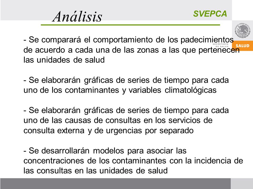 Análisis SVEPCA. Se comparará el comportamiento de los padecimientos de acuerdo a cada una de las zonas a las que pertenecen las unidades de salud.
