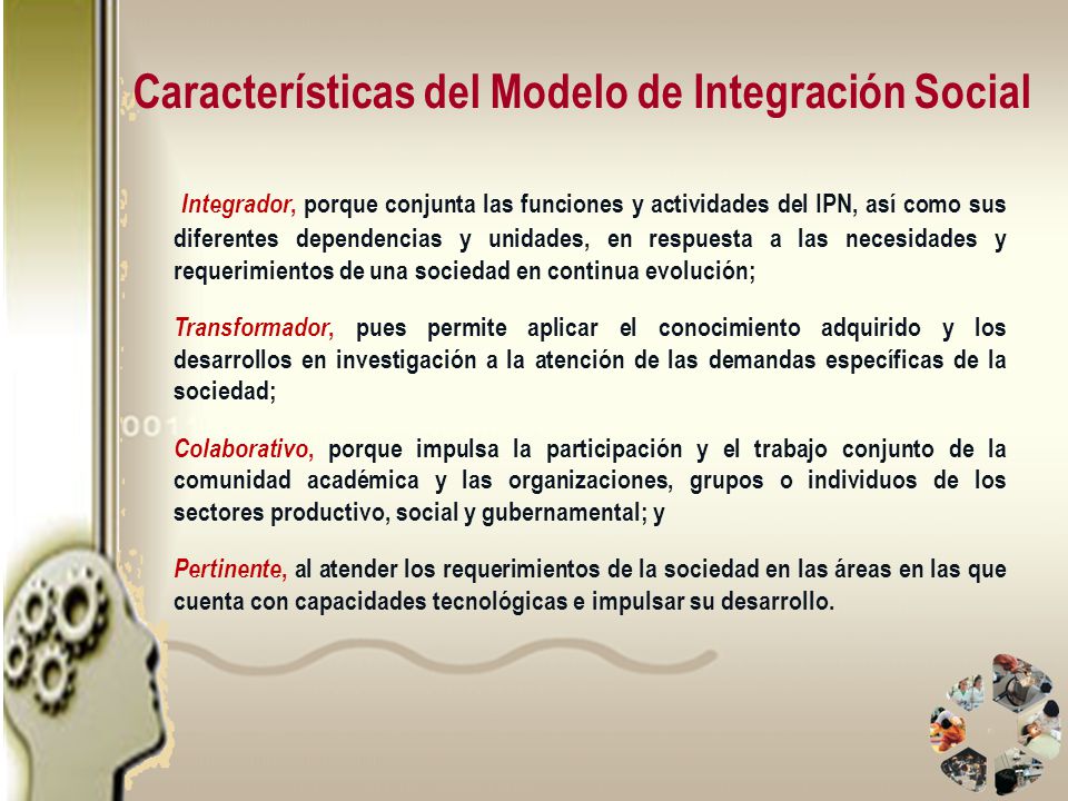 Características del Modelo de Integración Social