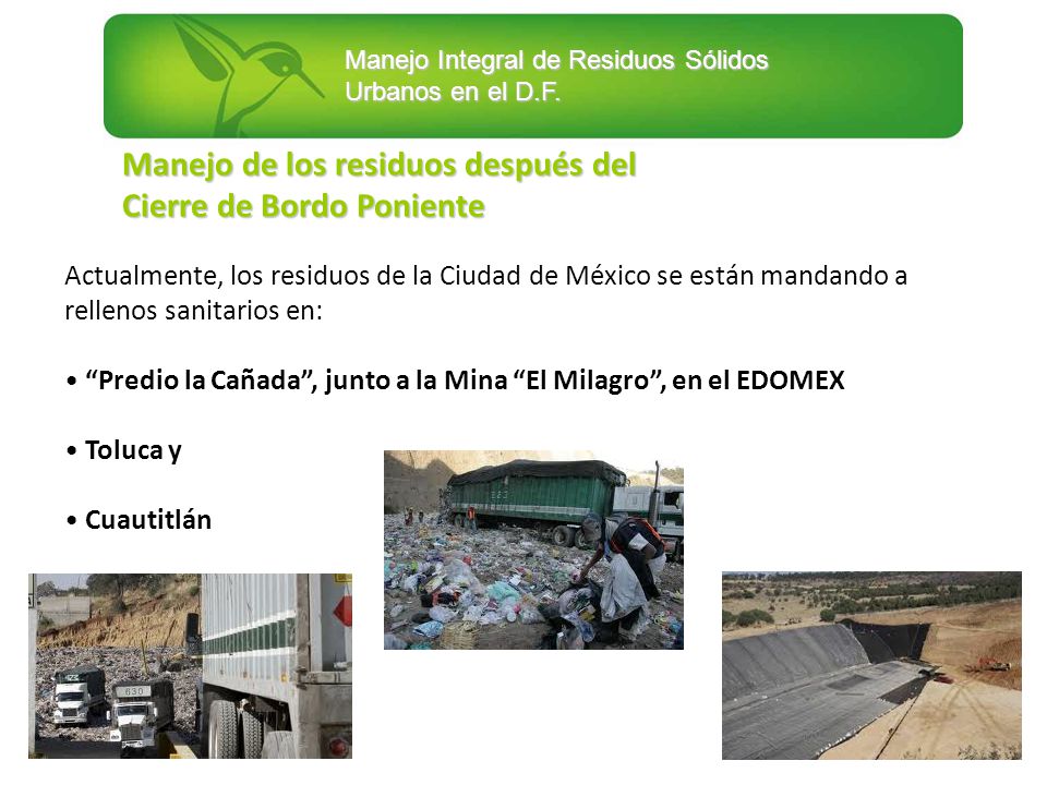 Manejo de los residuos después del Cierre de Bordo Poniente