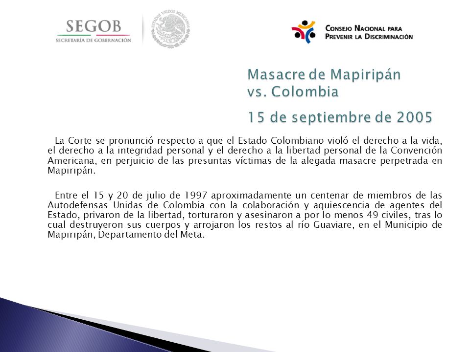 Masacre de Mapiripán vs. Colombia 15 de septiembre de 2005