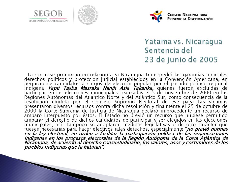 Yatama vs. Nicaragua Sentencia del 23 de junio de 2005