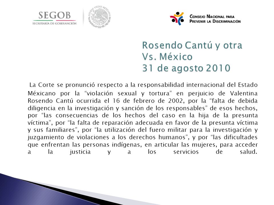 Rosendo Cantú y otra Vs. México 31 de agosto 2010