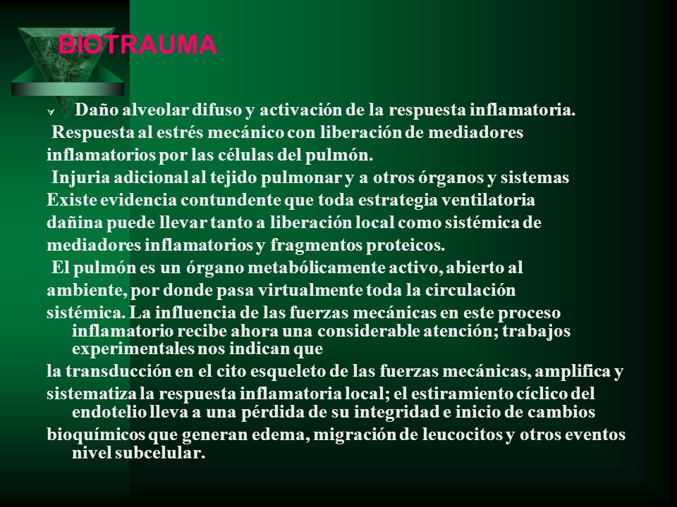 BIOTRAUMA Respuesta al estrés mecánico con liberación de mediadores