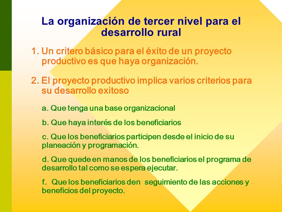 La organización de tercer nivel para el desarrollo rural