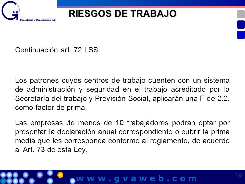 RIESGOS DE TRABAJO w w w . g v a w e b . c o m
