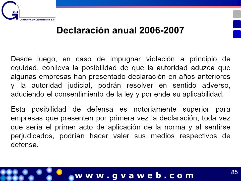 Declaración anual w w w . g v a w e b . c o m