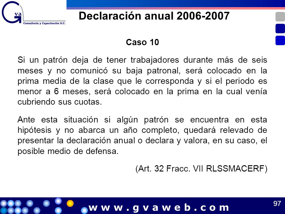 Declaración anual w w w . g v a w e b . c o m Caso 10