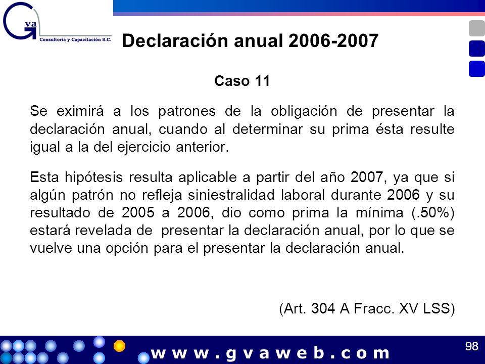 Declaración anual w w w . g v a w e b . c o m Caso 11