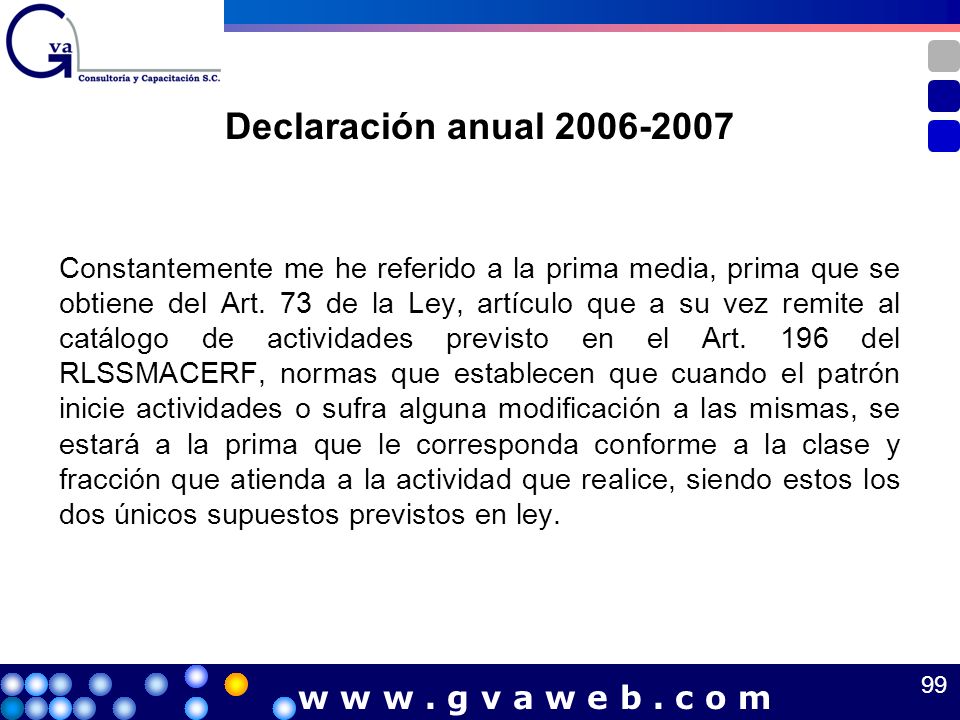 Declaración anual w w w . g v a w e b . c o m