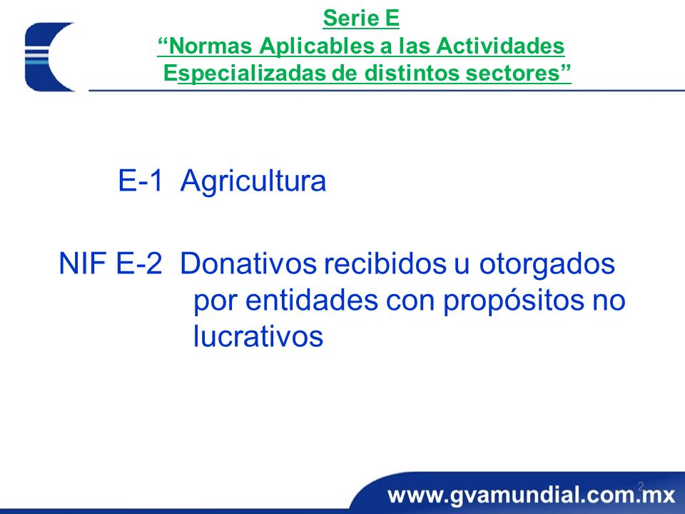 Serie E Normas Aplicables a las Actividades Especializadas de distintos sectores