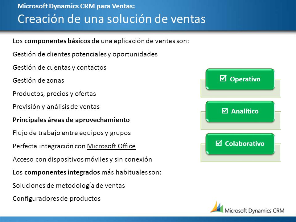 Microsoft Dynamics CRM para Ventas: Creación de una solución de ventas