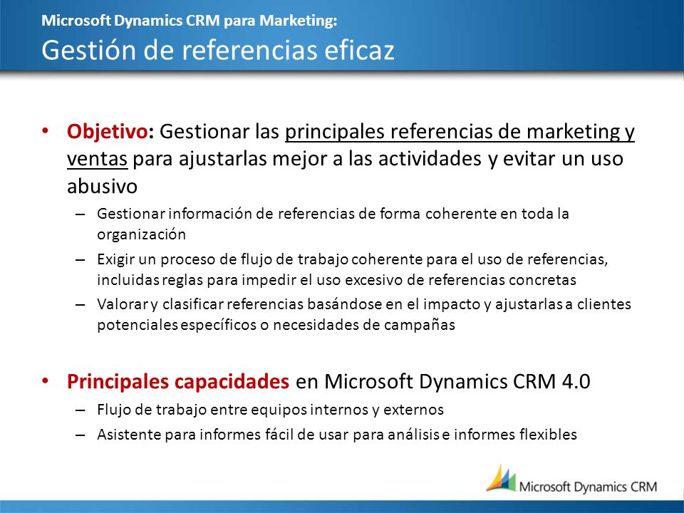 Microsoft Dynamics CRM para Marketing: Gestión de referencias eficaz