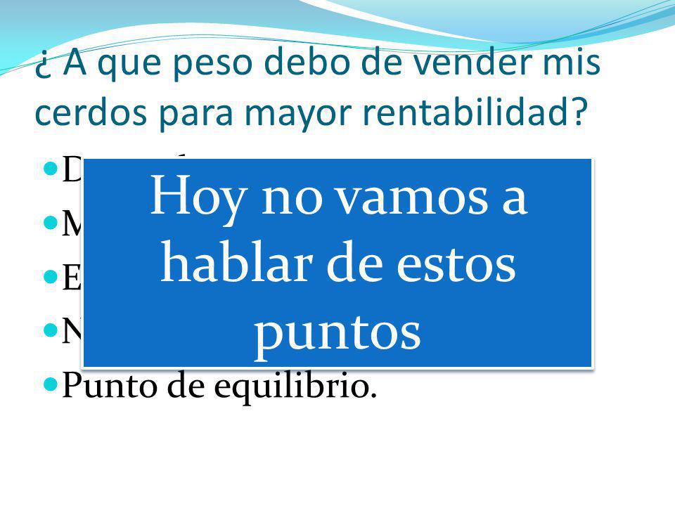¿ A que peso debo de vender mis cerdos para mayor rentabilidad