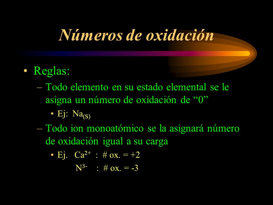 Números de oxidación Reglas:
