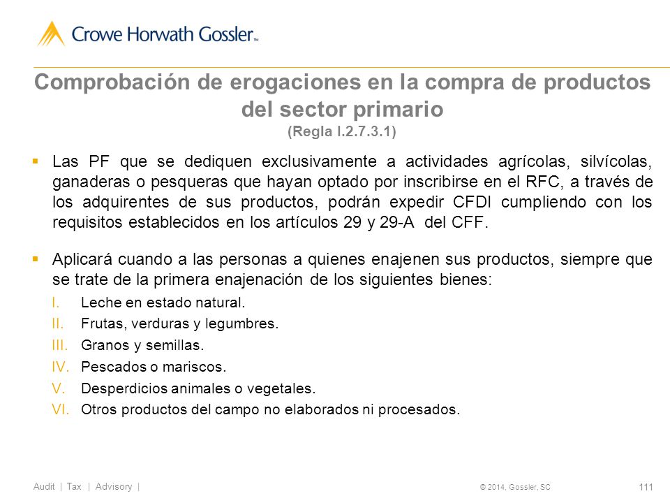 Comprobación de erogaciones en la compra de productos del sector primario (Regla I )