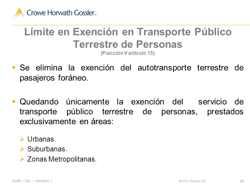 Límite en Exención en Transporte Público Terrestre de Personas (Fracción V artículo 15)