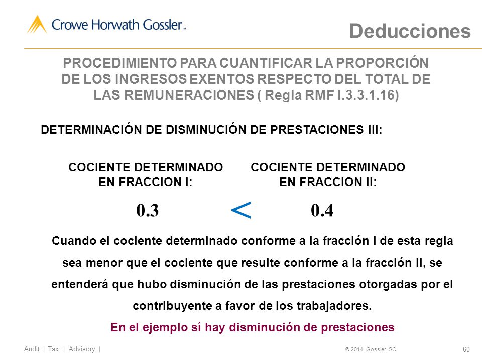 Deducciones PROCEDIMIENTO PARA CUANTIFICAR LA PROPORCIÓN DE LOS INGRESOS EXENTOS RESPECTO DEL TOTAL DE LAS REMUNERACIONES ( Regla RMF I )