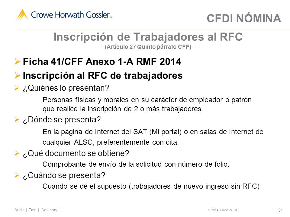 Inscripción de Trabajadores al RFC (Artículo 27 Quinto párrafo CFF)