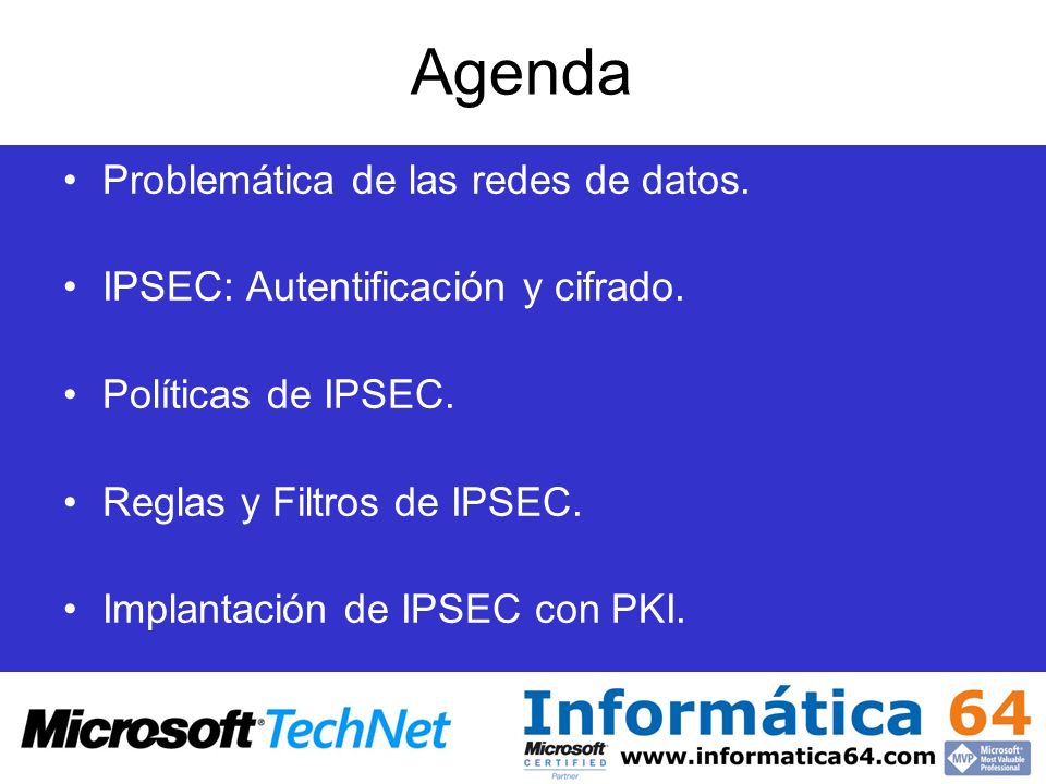 Agenda Problemática de las redes de datos.