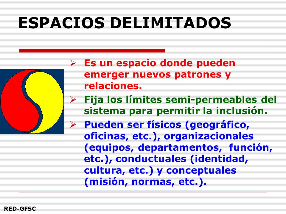 ESPACIOS DELIMITADOS Es un espacio donde pueden emerger nuevos patrones y relaciones.