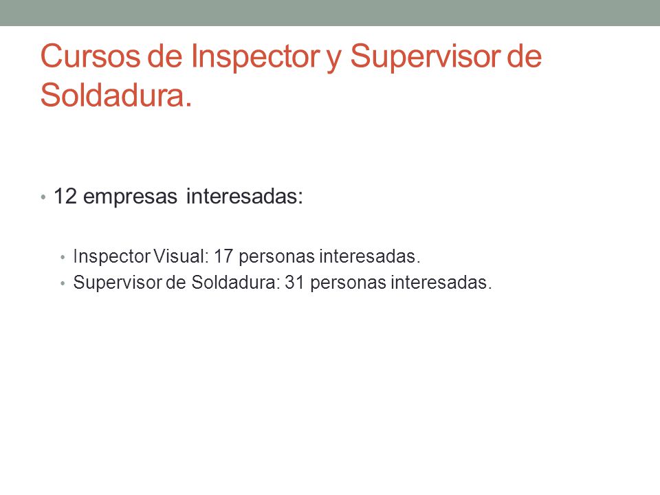 Cursos de Inspector y Supervisor de Soldadura.