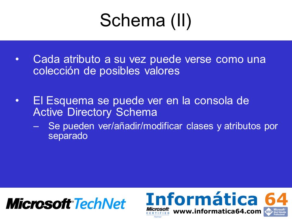 Schema (II) Cada atributo a su vez puede verse como una colección de posibles valores.