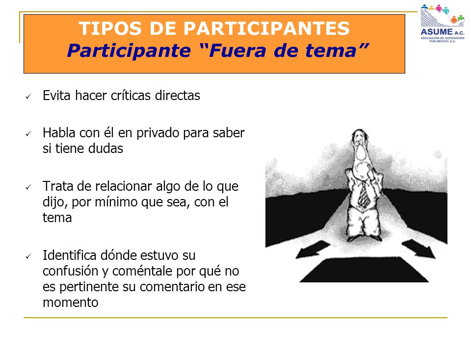 TIPOS DE PARTICIPANTES Participante Fuera de tema