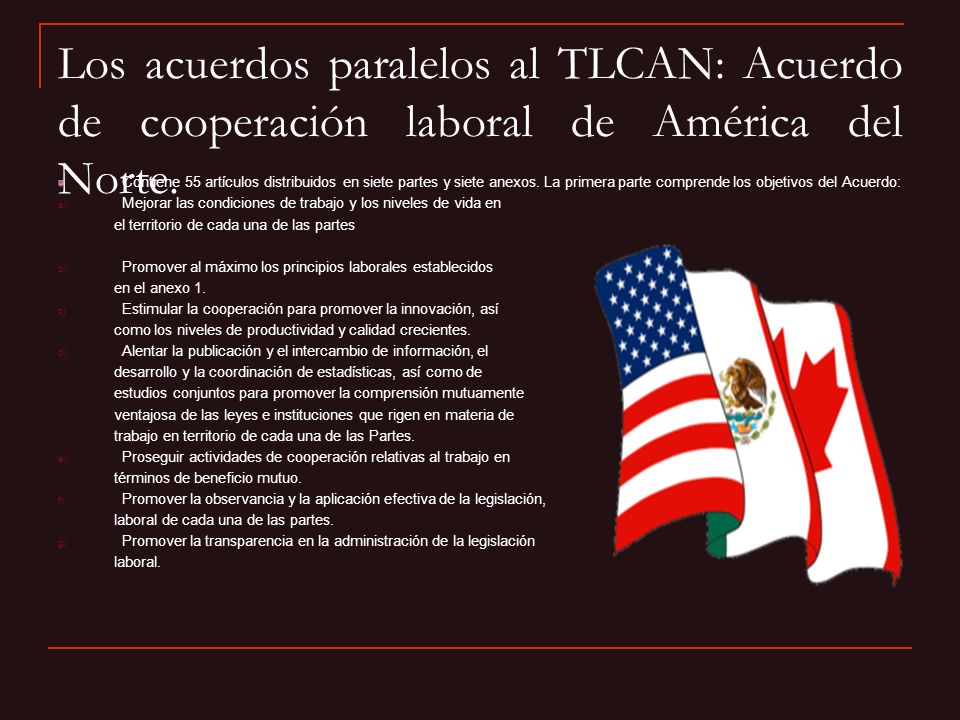 Los acuerdos paralelos al TLCAN: Acuerdo de cooperación laboral de América del Norte.