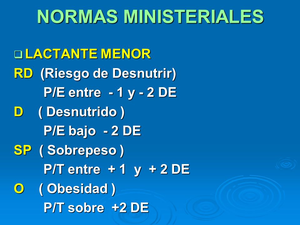 NORMAS MINISTERIALES LACTANTE MENOR RD (Riesgo de Desnutrir)