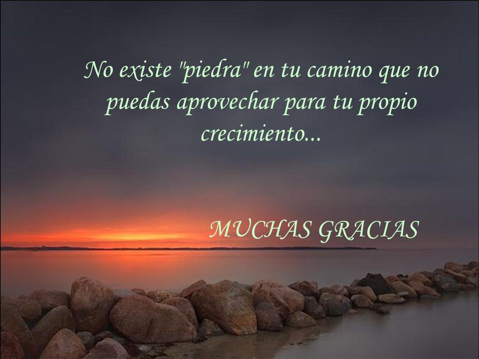 No existe piedra en tu camino que no puedas aprovechar para tu propio crecimiento...
