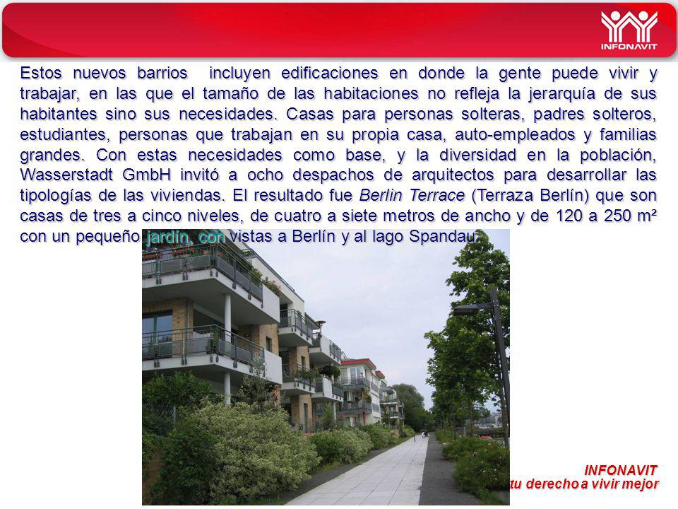 Estos nuevos barrios incluyen edificaciones en donde la gente puede vivir y trabajar, en las que el tamaño de las habitaciones no refleja la jerarquía de sus habitantes sino sus necesidades.