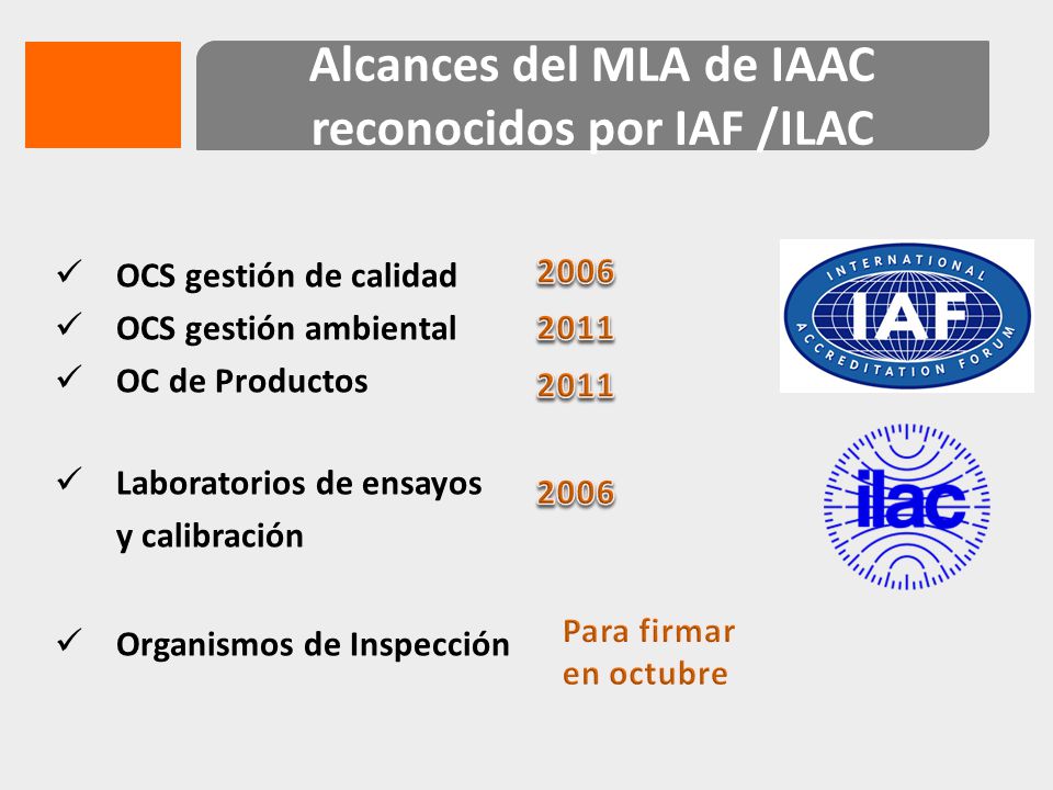 Alcances del MLA de IAAC reconocidos por IAF /ILAC