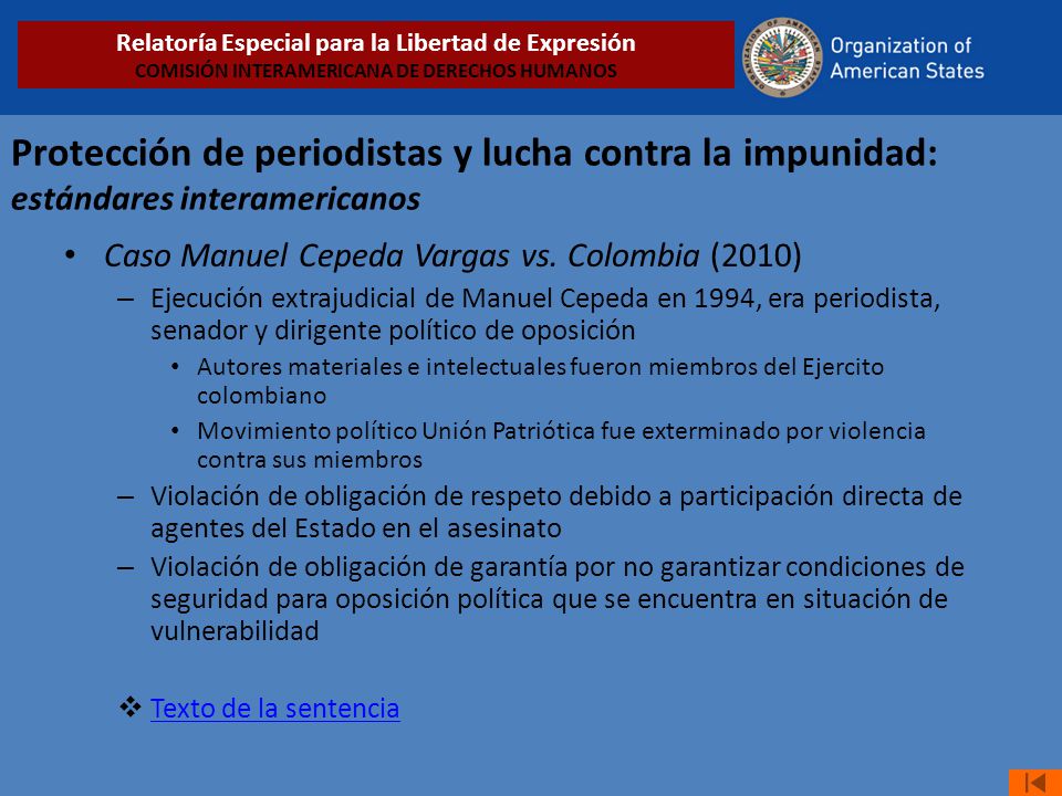 Relatoría Especial para la Libertad de Expresión COMISIÓN INTERAMERICANA DE DERECHOS HUMANOS