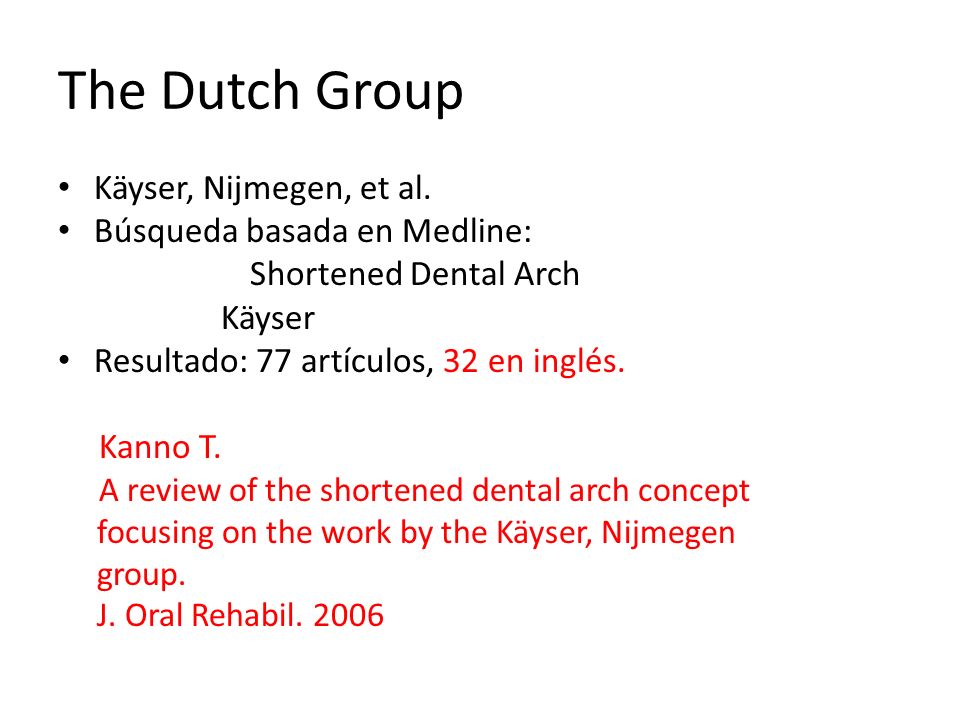 The Dutch Group Käyser, Nijmegen, et al. Búsqueda basada en Medline: