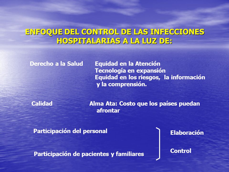 ENFOQUE DEL CONTROL DE LAS INFECCIONES HOSPITALARIAS A LA LUZ DE: