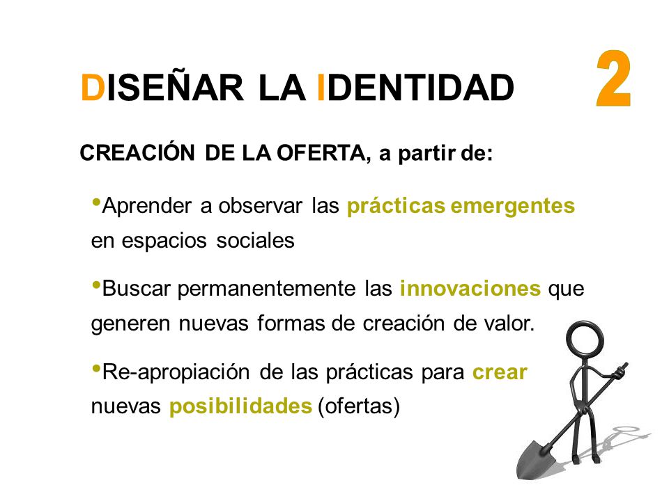 DISEÑAR LA IDENTIDAD 2 CREACIÓN DE LA OFERTA, a partir de: