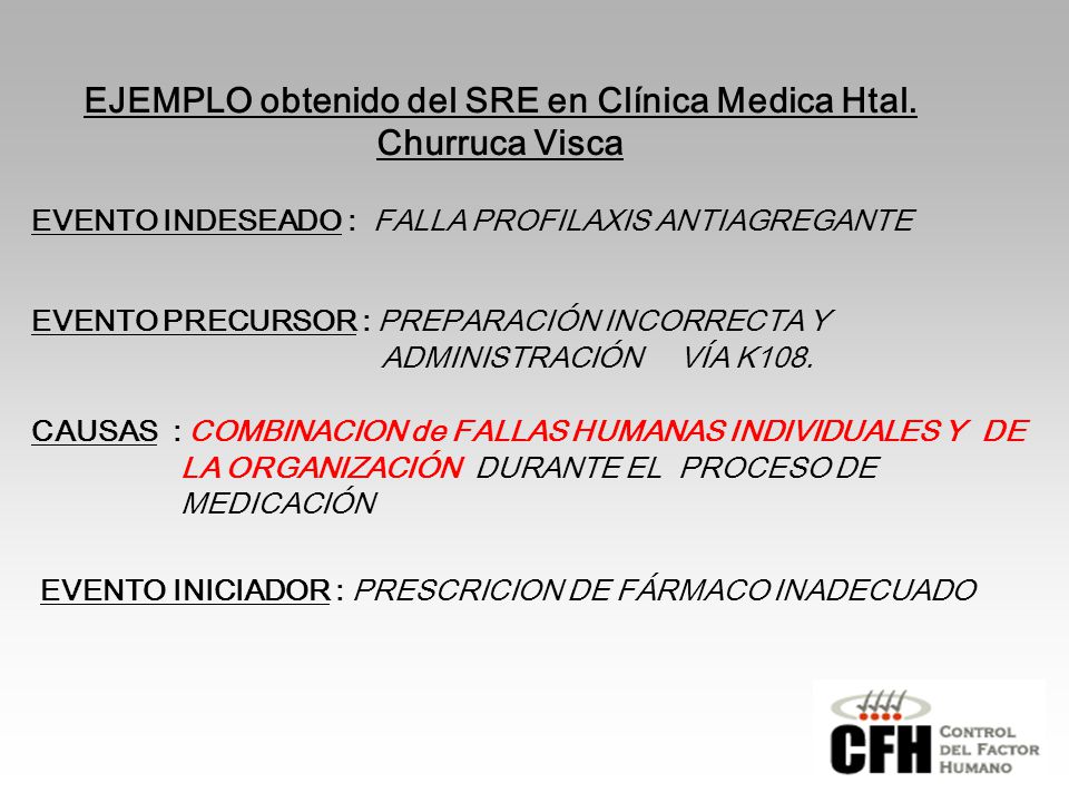 EJEMPLO obtenido del SRE en Clínica Medica Htal. Churruca Visca