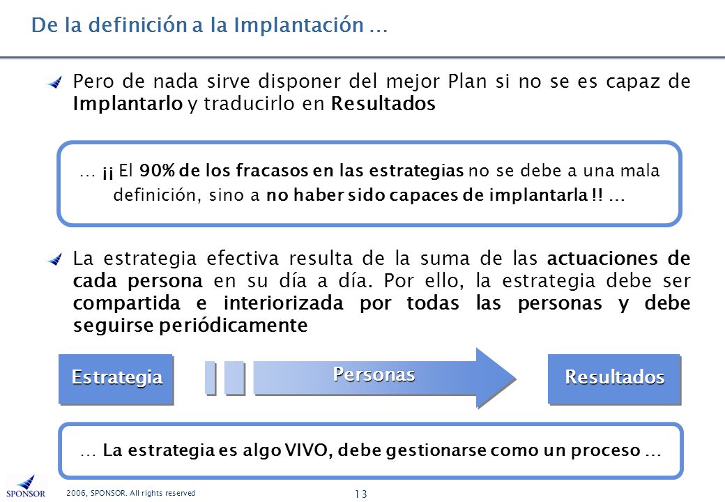 … La estrategia es algo VIVO, debe gestionarse como un proceso …